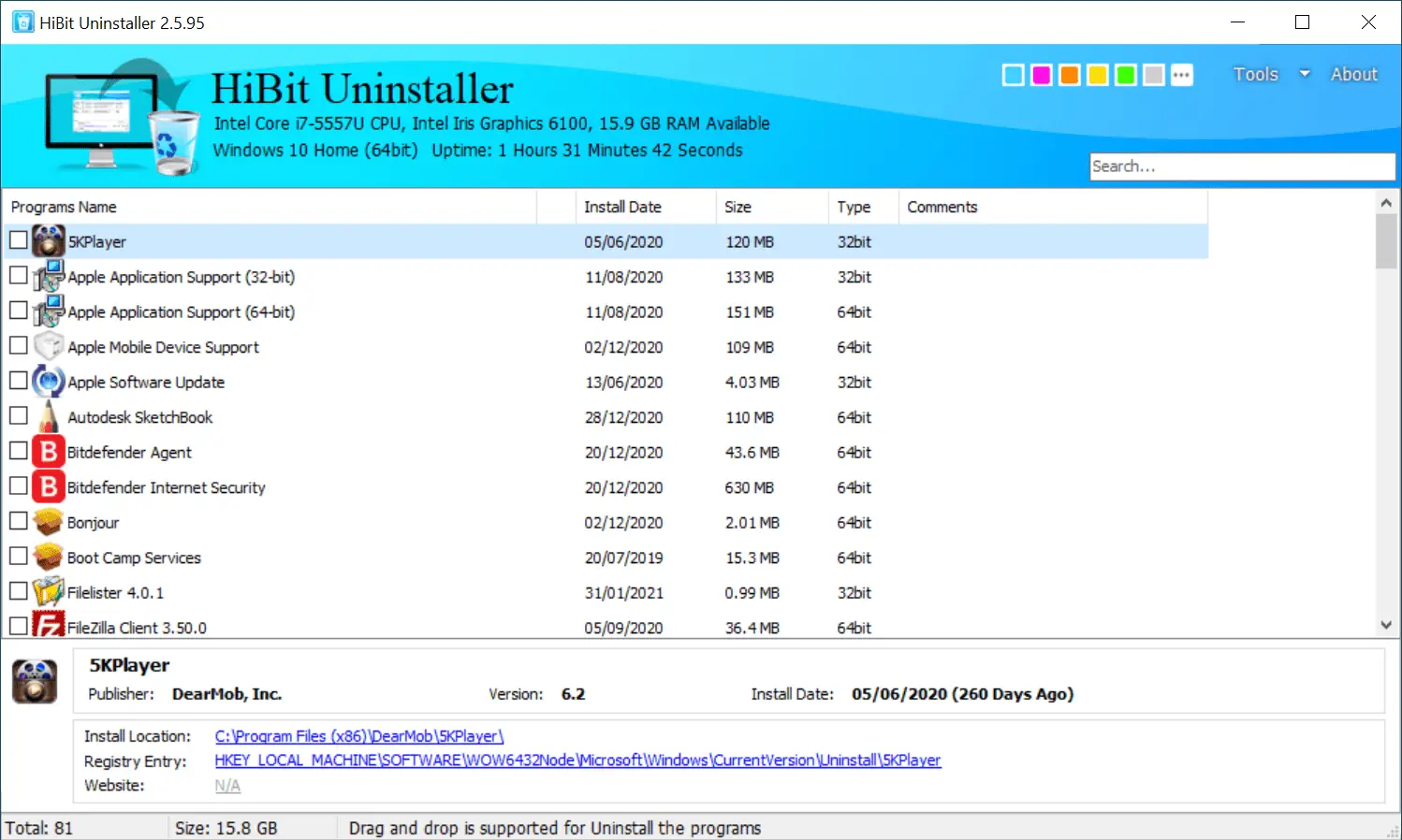 HiBit Uninstaller 3.1.40 download the last version for apple