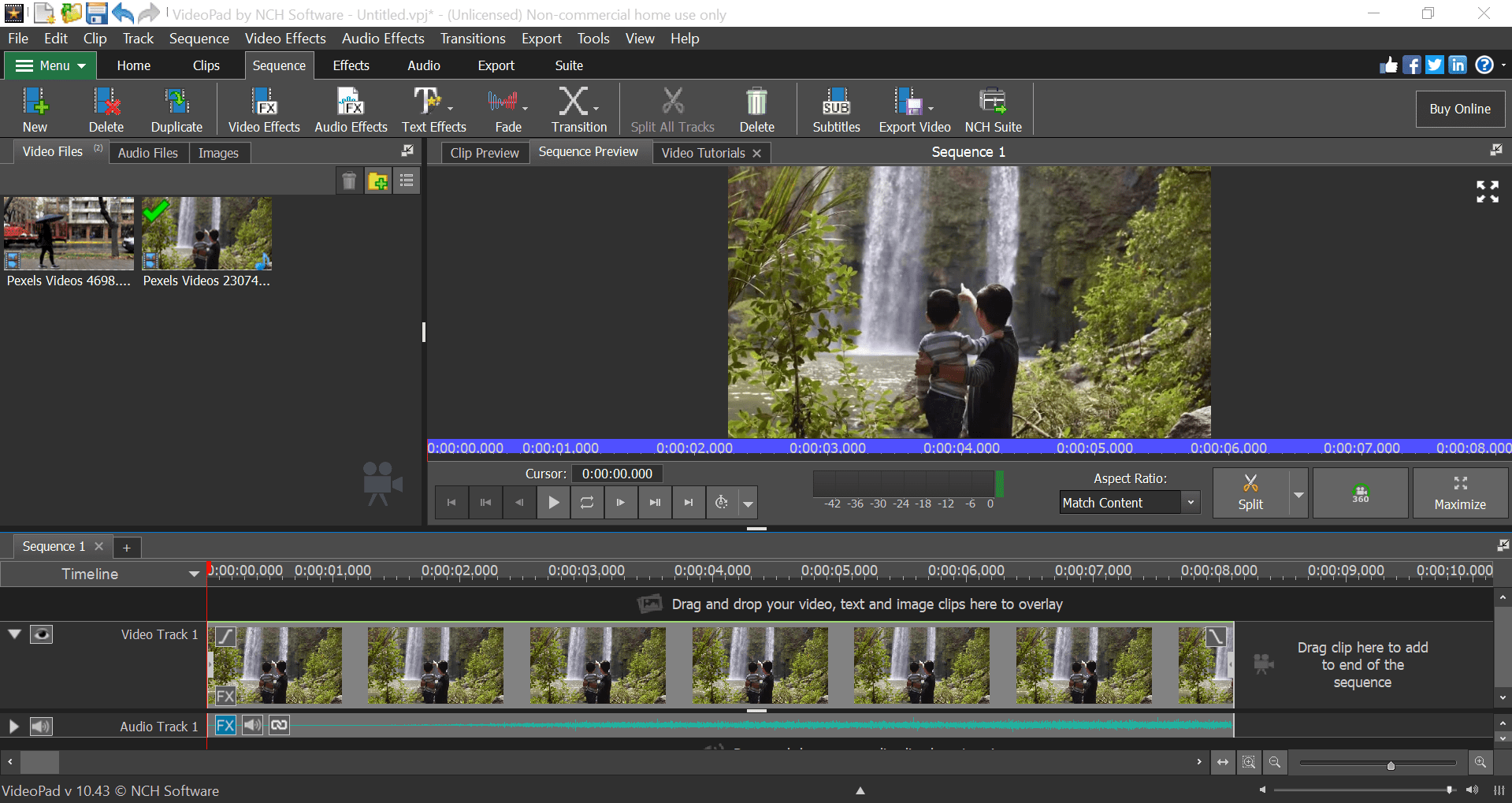 nch video editor how to move clips